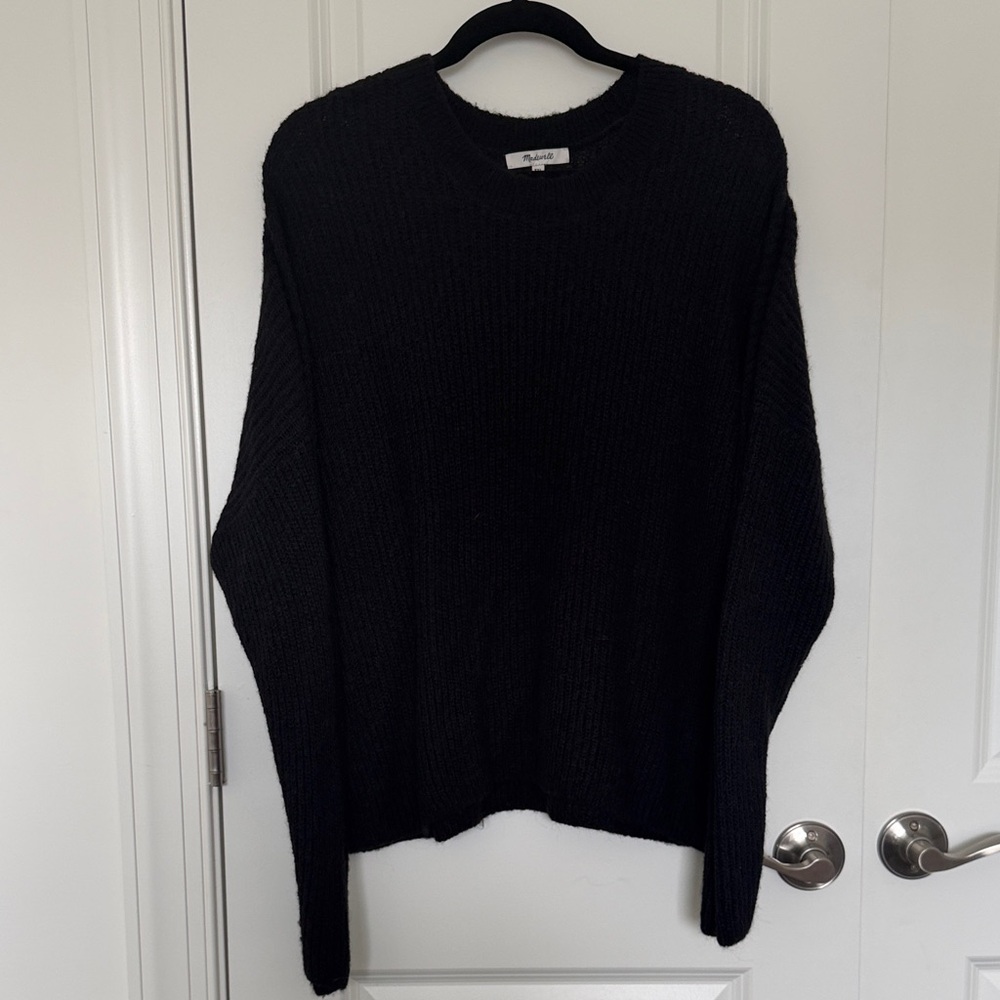 Madewell Black Ribbed Crewneck Sweater